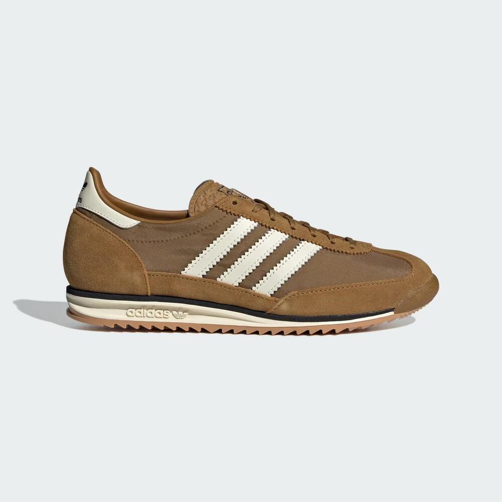 NEW ADIDAS women's sl 72 og lace up sneakers in brown/white